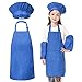 Produktbild CokinkiDs Kids Chefs Schürze Set Kochmütze Ärmel Schürzen für Kids-Boys Mädchen Einstellbare Kinderküche Kochen und Backen Wear (4-15 Jahre alt)