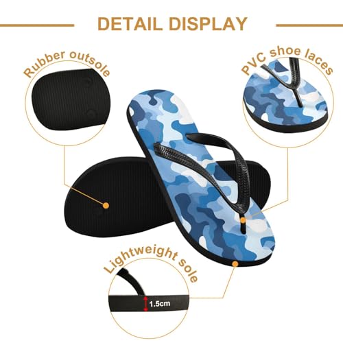 Blue Camouflage Beach Summer Casual Flip Flop Sandals Non-Slip Quick Dry for Women Men 214A45682