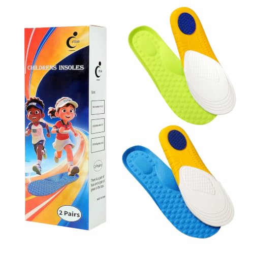 Image of Kids Insoles 2 Pairs, 4D Shoe Inserts for Children Daily Athletic Sneakers | Kids Premium Foam Shoe Insoles, Comfort Breathable Cut-to-Fit Replacement Inserts, Ideal for Kids Daily Walking & Sports Wear