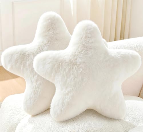Novohive Set of 2 Throw Pillows Star Pillow Couch Pillows Decorative Pillows Bed Pillows Cute Pillows White 15