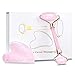 Jade Roller, QTTO Gesichtsroller Set mit Gua Sha Jade, Rosenquarz Roller für Anti-Aging und straffung, Natürliche Jade Face Roller, Entspannende Gesichts- und Nackenmuskulatur Massage Roller(Rosa)