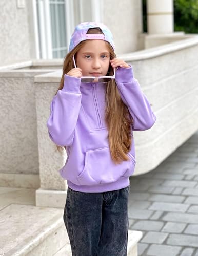 Image of Arshiner Girls Half Zip Sweatshirt Fleece Quarter Zip Pullover Sweatshirts | Fall Fashion Clothes for Teen Girls with Thumb Hole for 5-16 Years