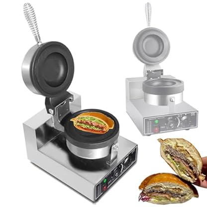 ZEEKYFOR Hamburger-Waffeleisen, Sandwichpresse, 1200 W, antihaftbeschichtete Burger-Maschine, elektrisches Burger-Waffeleisen für den gewerblichen Haushalt