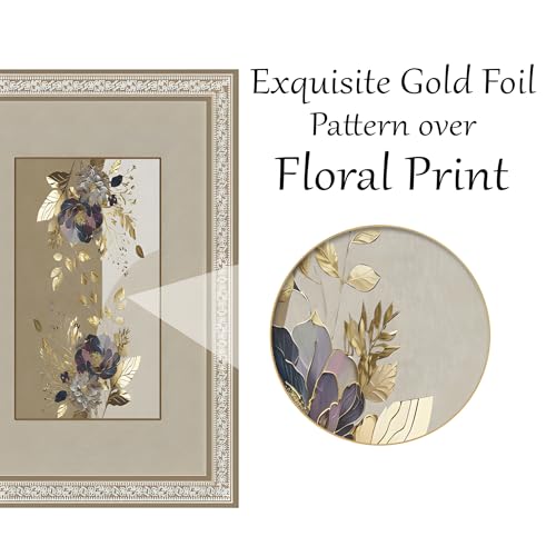 Image of Cloth Fusion Velvet Floral Dining Table Cover Cloth 6 Seater with Stunning Gold Foil Design for Home Decor (60x90 Inch, Taupe) Rectangular