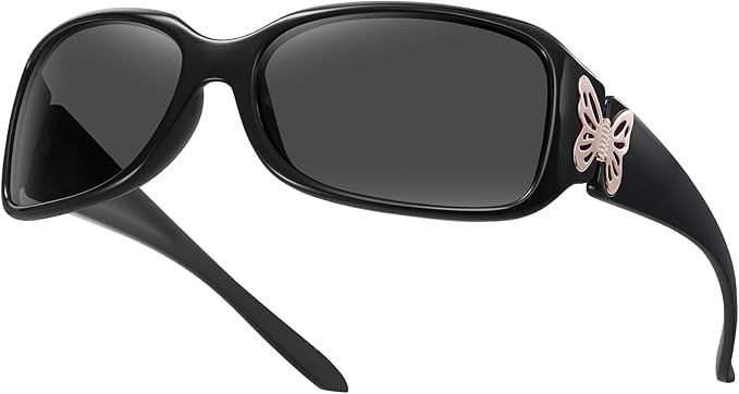 Image of HAOLOTA Women's Polarized Sunglasses - Fashionable Wraparound Butterfly Design with UV400 Protection