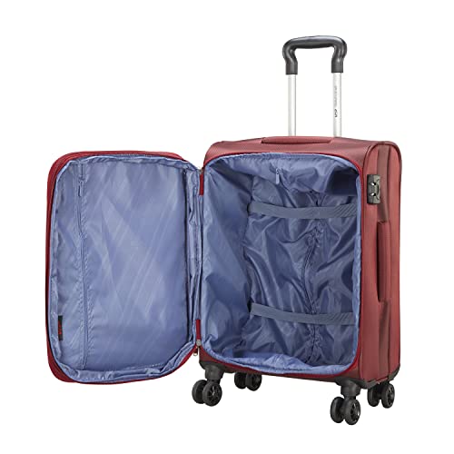 Image of VIP Polyester Solid Pattern Knight 8W Exp Trolley Bag With Spinner Wheels (H) 55 Red Soft (Red, Small)