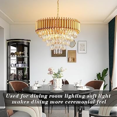 Image of Zingy Modern Ceiling Lamp 4-Tier Round Crystal Chandelier for Living Room | Modern Ceiling Light Jhumar for Hall for Home Decoration + 3 Color LED Light (Full Gold, 500MM) R
