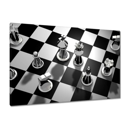 Toile d'échecs 120x80 cm pour raviver un mur blanc vide et créer un salon élégant