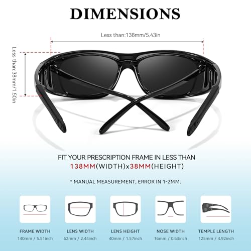 Image of TJUTR Polarized Fit Over Glasses Sunglasses for Men Women, Wrap Around UV400 Protection Sunglasses TS2611