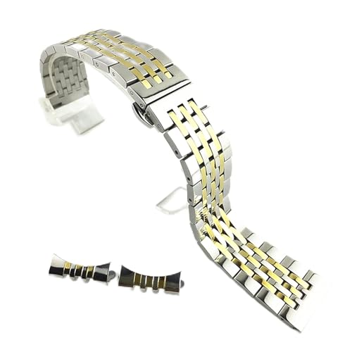 Seven Beads Stainless Steel Solid Watch with 19mm watchband Flat Mouth and 20mm Black Double Button Butterfly Buckle 21mm
