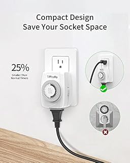 TiFFCOFiO Indoor Mechanical Outlet Timer, 3 Prong Timers for Electrical Outlets, 24-Hour Programmable Plug in Christmas Light Timer, ETL Listed (2 Pack)