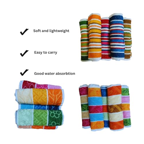 Image of Threadglow Decors Cotton Multicolor Lunch Towel /Napkin for School Kids (11 x 16 Inches) | Small Hand & Face Towel | Reusable Lunch Towels for Kids (Mix of Available Colors dispatched) (8)