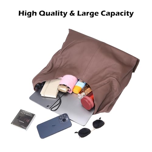 Image of Slouchy Hobo Bag Real Leather Shoulder Hobo Bags for Women Designer Handbags Over Shoulder Hobo Purses for Women Trendy Soft