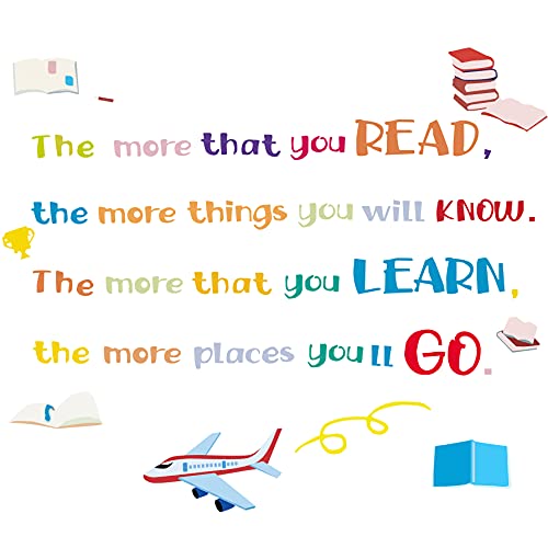Amaonm Creative Removable Colorful Quotes Inspirational The More That You Read -Dr.seuss Wall Stickers Education Saying Lettering Art Decor Decals For Kids Girls Boys Bedroom Study Room Classroom #TOP6