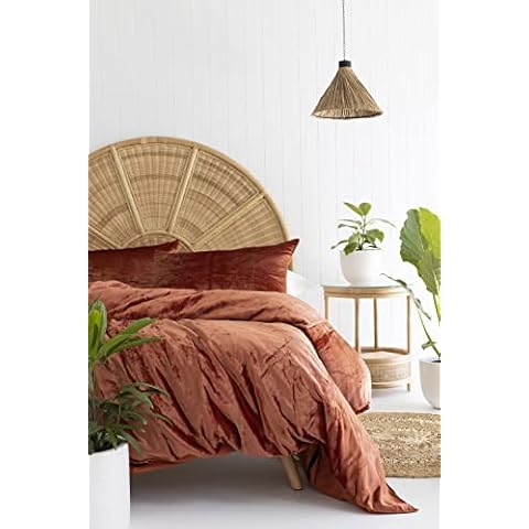 Sophia-Art 3 Pcs Ultra Luxury Rayon Velvet Bedding Boho Solid Duvet Cover UO Comforter Cover (Burnt Orange, King 90"x104") Cover