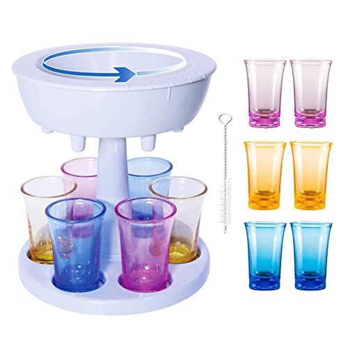 6 Shot Pourer Glass Dispenser And Holder,Shot Dispenser With 6 Colored Acrylic 2 Oz Cups Shot Glasses, Multiple Buffalito Six Drink Shot Dispenser For Party, Multi Pouring Shot Dispenser Glasses,Grey #TOP2