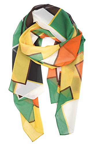 YOUR SMILE Ladies/Women's Lightweight Floral Print/Solid Color mixture Shawl Scarf For Spring Summer season (Check/Green Yellow)