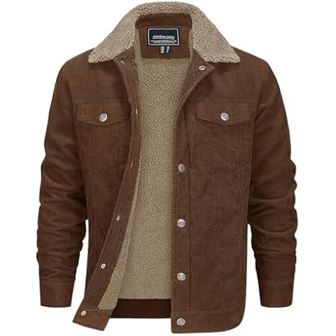 EKLENTSON Men's Corduroy Jacket with Sherpa Lining Cover
