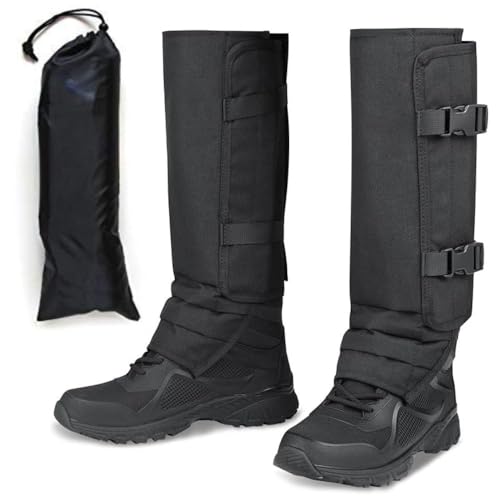 Image of QTM Snake Gaiters for Protection Against Snake Bite Waterproof Snake Guards for Snake Bite Protection Lower Legs Snake Proof with Adjustable Size for Hiking Farm Working (Black, Pack of 1 Pair)