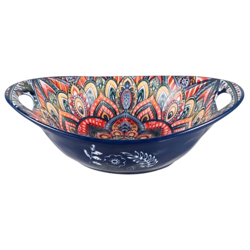 Saladier en céramique bleu 23 cm iplusmile à double anse
