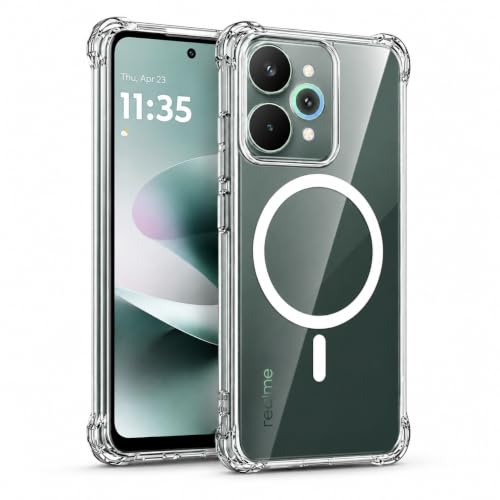Image of Transparent Back Cover for Realme 15 Pro 5G Shockproof Side TPU Bumper & Back Pc Protective Magnetic Support Cover Case (Realme 15 Pro 5G)