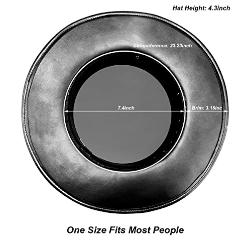 Plague Doctor Hat Black Leather Flat Top Classic Steampunk Hat Halloween Costume Deluxe Magic Hat for Adults