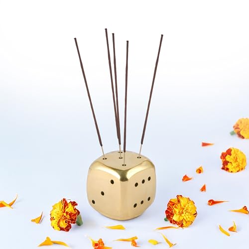 YASHONIDHI Agarbatti Stand, Dice Shape, Made of Brass, Incense St...