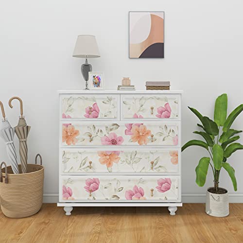 Auxua Floral Peel And Stick Wallpaper,Removable Self Adhesive Vinyl Contact Wall Paper For Apartments,Waterproof Nursery Bathroom Bedroom Wallpaper 17.71" X 236" #TOP3