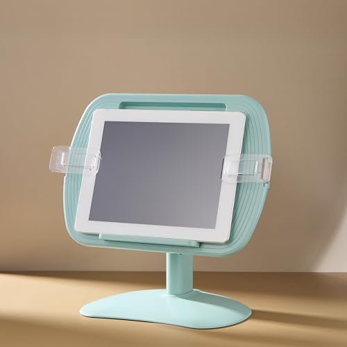 Image of 1 Compartment Portable Adjustable Tablet Holder with Folding Hands Rotatable Book Stand Holder for Reading - Ideal for Cookbooks, Sheet Music, and More - Textbook Holder Organizer (Green)