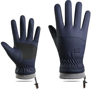 IZUS Men Water-Repellent Cold-Weather-Gloves Touchscreen Windproof-Ski-Gloves Thermal-Fleece Cycling-Gloves Winter Outdoor Sport