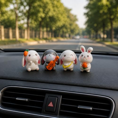 Image of ZAICUS Rabbit Miniature Figurines Set for Home Decor | Cute Bunny Showpiece Set for Desk, Shelf, Study Table, Room Decoration & Gift Item (Set of 4)