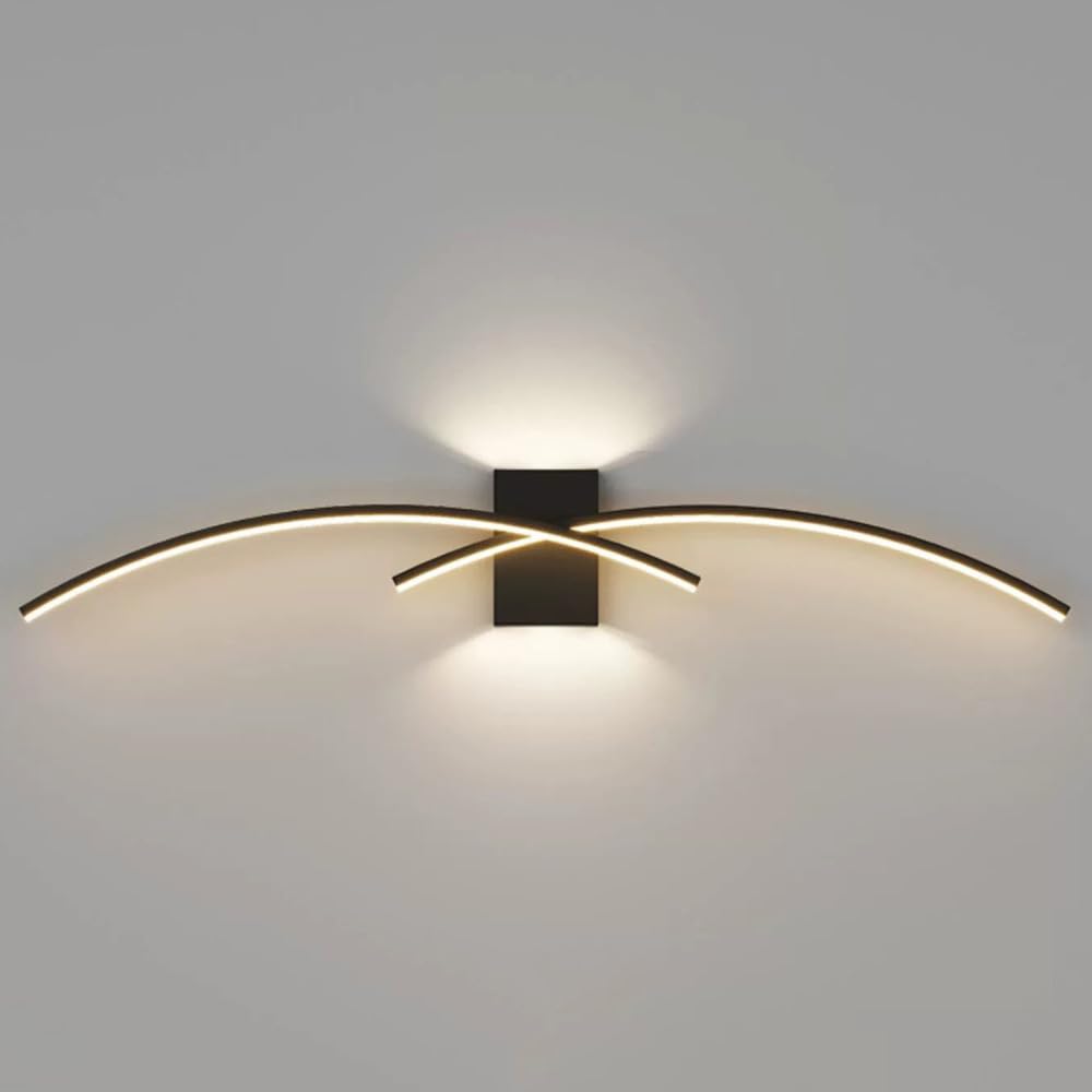 Aioneer Indoor Modern Wall Sconce With Spotlights,Led Wall Light Fixtures For Bedroom Living Room Hotel Hallway Aisle Corridor, Arc-Shaped Linear Wall Mounted Light FixturesA-100 * 15cm