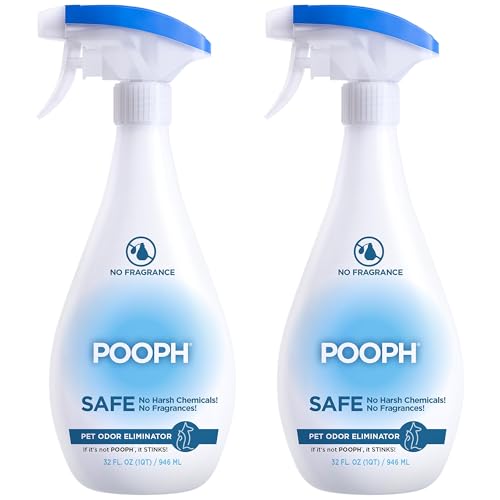 Pooph Pet Odor Eliminator, 32oz Spray, 2-Pack - Eliminates Odors at the Molecular Level, Dogs, Cats, Freshener, Eliminator, Urine, Poop, Pee, Deodorizer, Natures, Puppy, Fresh, Clean, Furniture, Potty