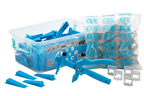OX Tools Fliesen-Nivelliersystem Keil und Abstandshalter – Set mit 100 Keilen und 100 2 x 13 mm Abstandshaltern + Zange