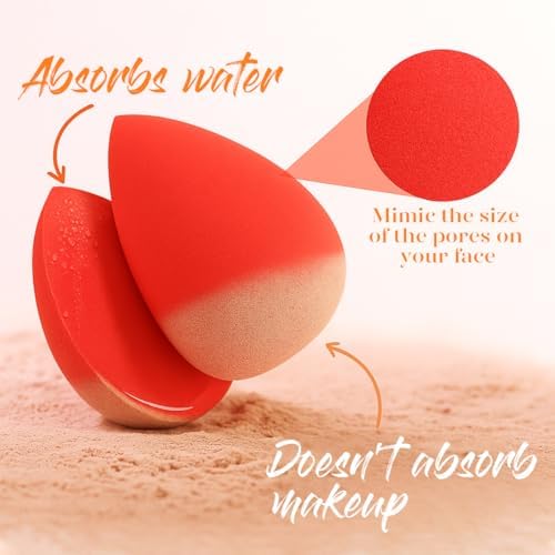 BEAKEY Makeup Sponge Set 5 Pack Micro Porous Low Absorption Soft Latex Free Foundation Beauty Sponges & Blenders for Powder Cream - 2