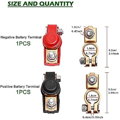 2 PCS Thicked Pure Copper Car Battery Wire Terminal Connector Clamp Clips With Durable Plastic Cover