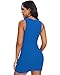 SHAPERIN Women's Built in Shapewear Tank Dress Ribbed Bodycon Mini Dress Sleeveless Square Neck Dresses (Medium,Blue)