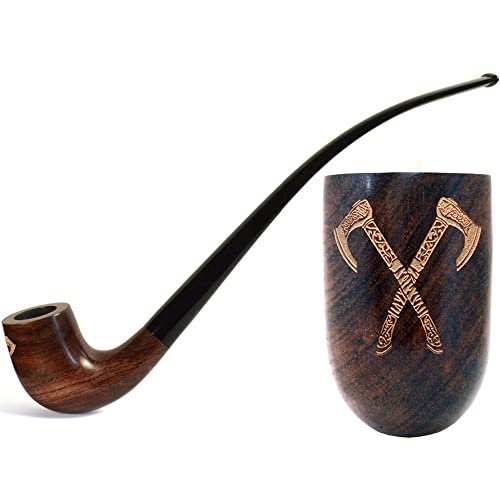10.2' Long tobacco smoking pipe - (26cm) for 9mm filter. Vikings, Valhalla WORLDWIDE shipping., Brown