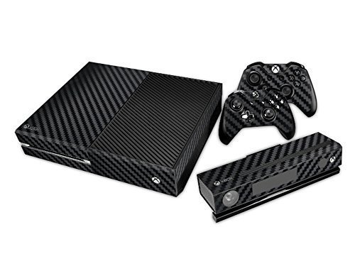Elton Black Carbon Theme Skin Sticker Cover for Xbox One Console, Kinect & Controllers