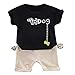 Produktbild LABIUO Kleinkind Baby Jungen Kurzarm Baumwolle Briefdruckoberteil+Kurze Hose Kleidungsset Kinder Zweiteilig(Schwarz,3-4 Jahre/120)