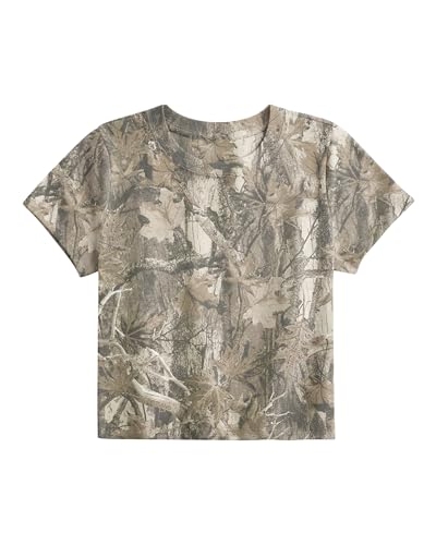 Dsewpaur Women’s Camo Shirt Graphic Crop Top Baby Tee Maple Leaf Print Shirts Summer Short Sleeve Round Neck Slim Fit T Shirt