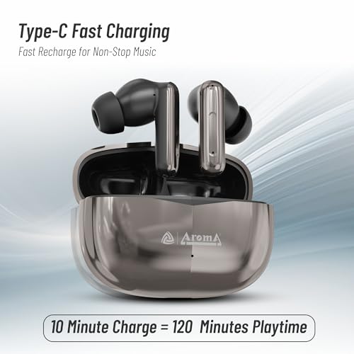 Image of AROMA TWS1 Pulse V5.4 True Wireless Earbuds, Shiny Gold | Bluetooth Headphones, Up to 60H Playtime, ENC, Fast Charging, Heavy Bass
