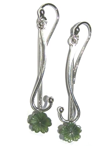 Boucles d'oreilles jade fleur argent 925 vert pour un look bohème