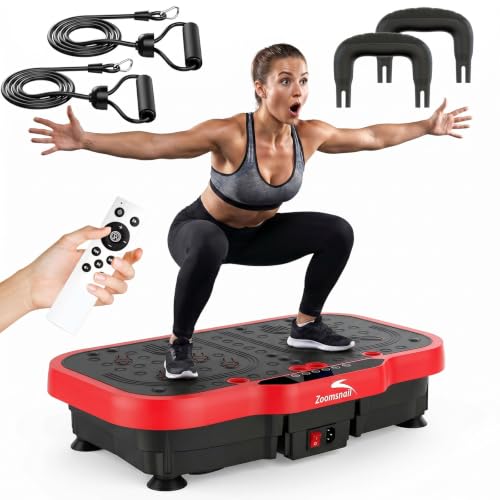 Image of Vibration Plate Exercise Machine, 8000 Vibrations /min Adjustable Fitness Platform, 400 Lbs Capacity Whole Body Workout Extra Large Size Platform with Bluetooth for Weight Loss, Women & Men