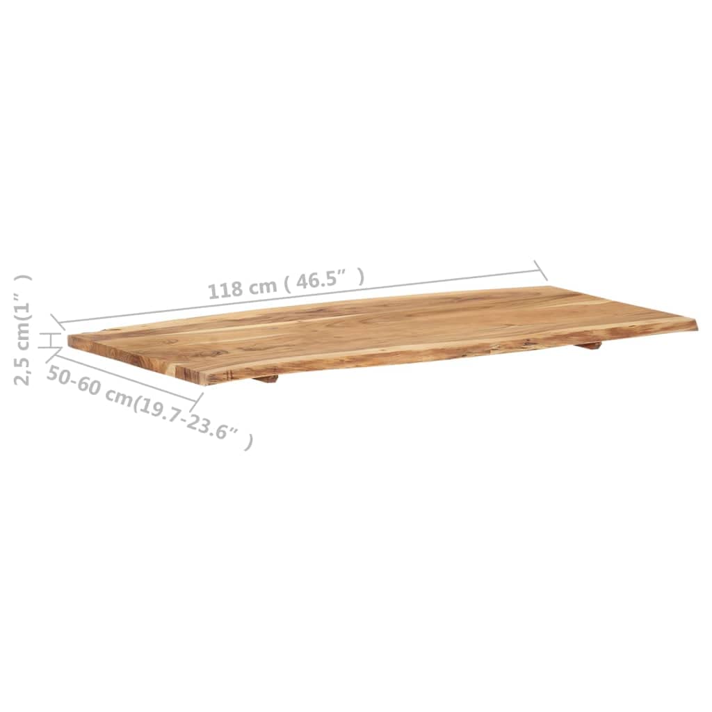 vidaXL Superficie de Mesa Restaurante Comedor Salón Sala de Estar Oficina Mueble Encimera Tablero 118x(50-60) x2,5 cm Madera Maciza Acacia