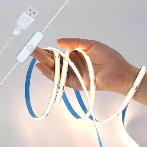 Image of LED Cob Strip Light 5V USB, 4000K Natura White,6.56ft Flexible Self-Adhesive Light Strip for 3D Printer External Lighting Decoration,Cabine, Mirror,TV,Table,Home DIY Lighting