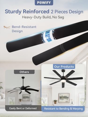 60 inch Large Ceiling Fans with Lights, APP & Remote Control, Dimmable — view 7