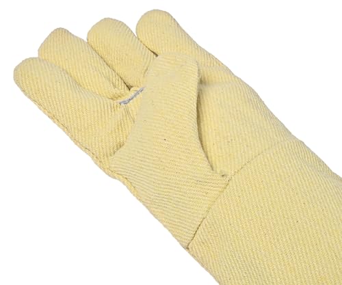 Image of Full Kevlar Aramid Heat Resistant Gloves up to 200C, Heavy Duty Long Cuff Safety Gloves for Furnace, Foundry, Welding & Industrial Work, Pack of 1 Pair