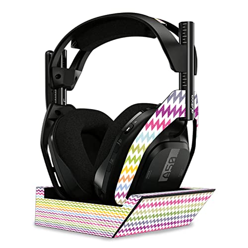 Image of MightySkins Glossy Glitter Skin Compatible With Astro A50 Wireless Headphones + Base Station (Gen 4) - Rainbow Chevron | Protective, Durable High-Gloss Glitter Finish | Easy To Apply | Made in the USA