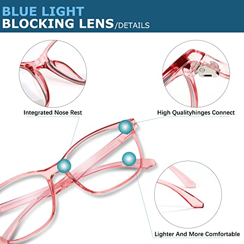 Image of Oilway Blue-Light Blocking Glasses Computer Reading /Gaming /TV /Phones Glasses Fashion Anti Eyestrain Glasses for Women Men(D3 Black + Transparent + Pink)